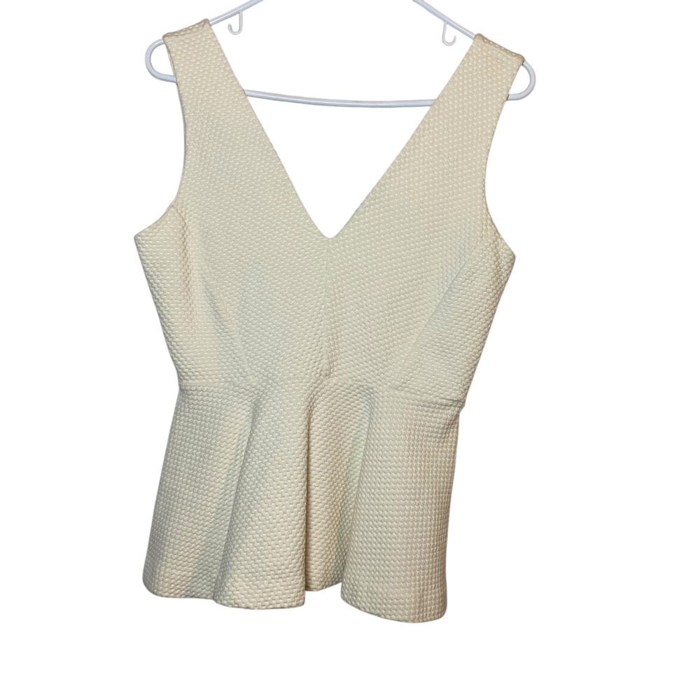 H&M Peplum Top Sleeveless V-Neck Textured Party Career‎ Medium Bridal Coquette